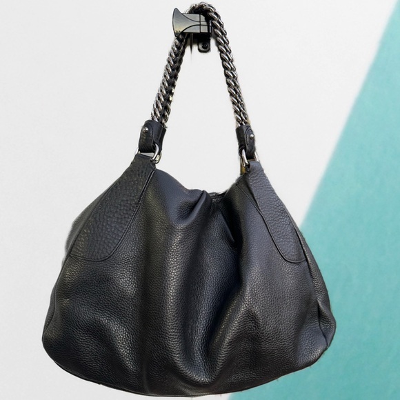 Prada Lux Chain Strap Large Nero Black Shoulder Bag Cervo Leather PURSE - Picture 7 of 11